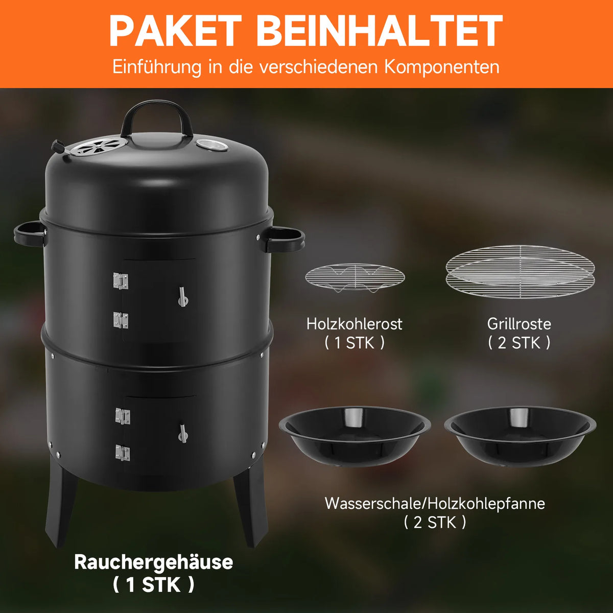 Portable Vertical Barbecue Grill And Smoker For Outdoor Camping