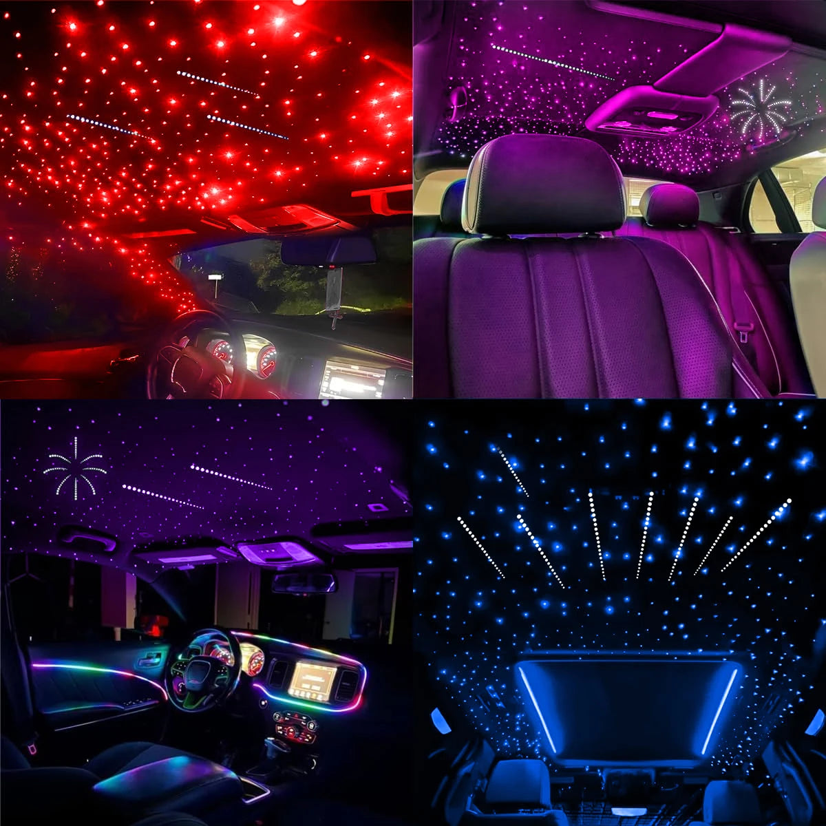 BRIVULGENT RGBW Fiber Optic Starlight Headliner Kit with Music Sync