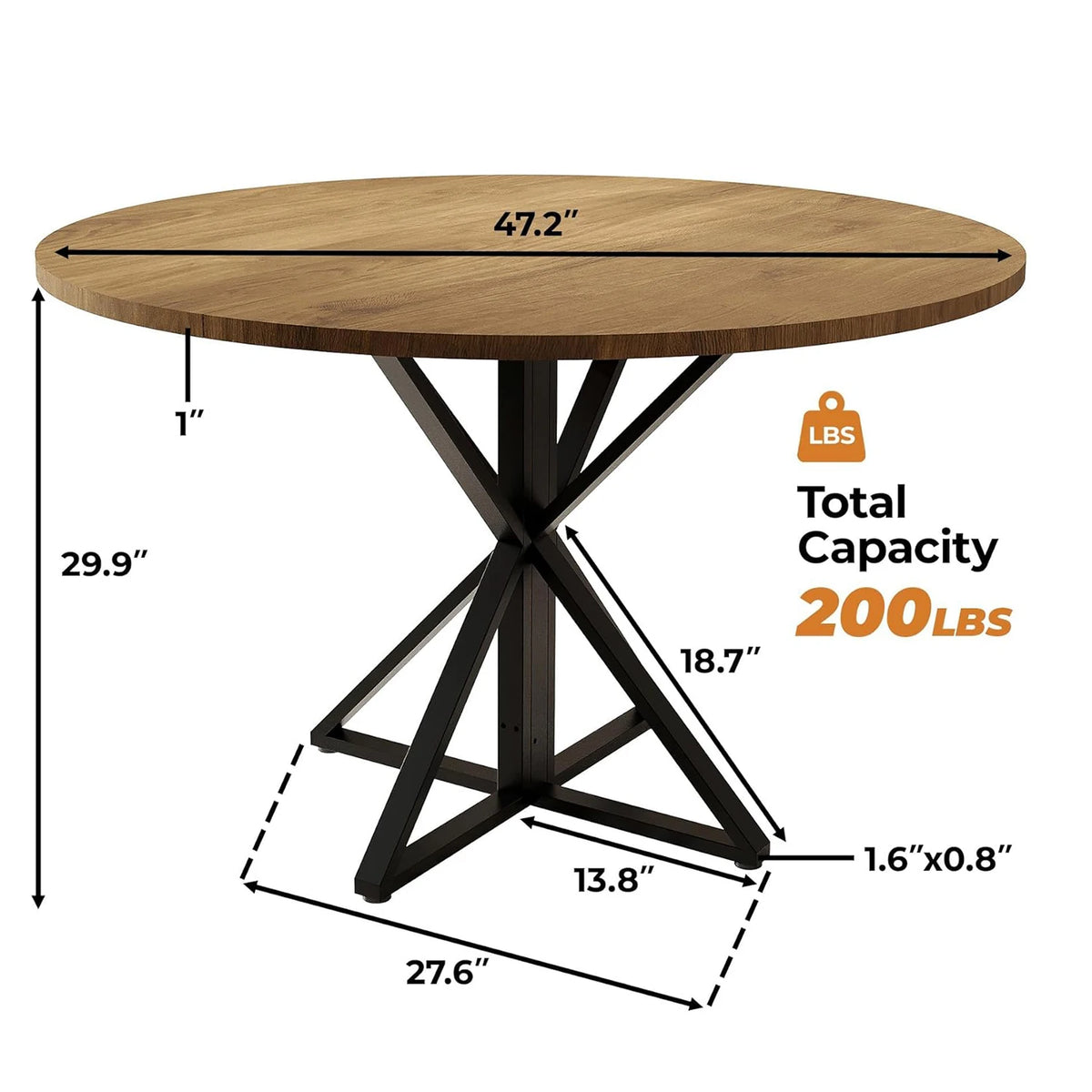 Twister Round Wooden Dining Table With Metal Pedestal Base