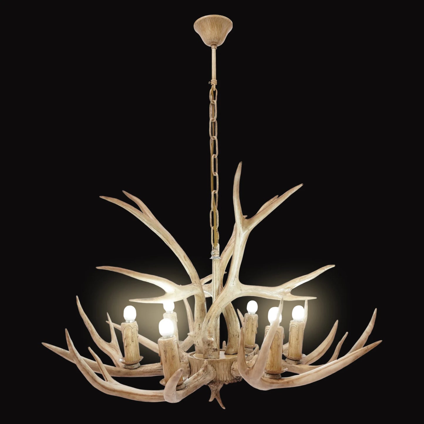Retro Resin Deer Antler Six Light Pendant Ceiling Lamp