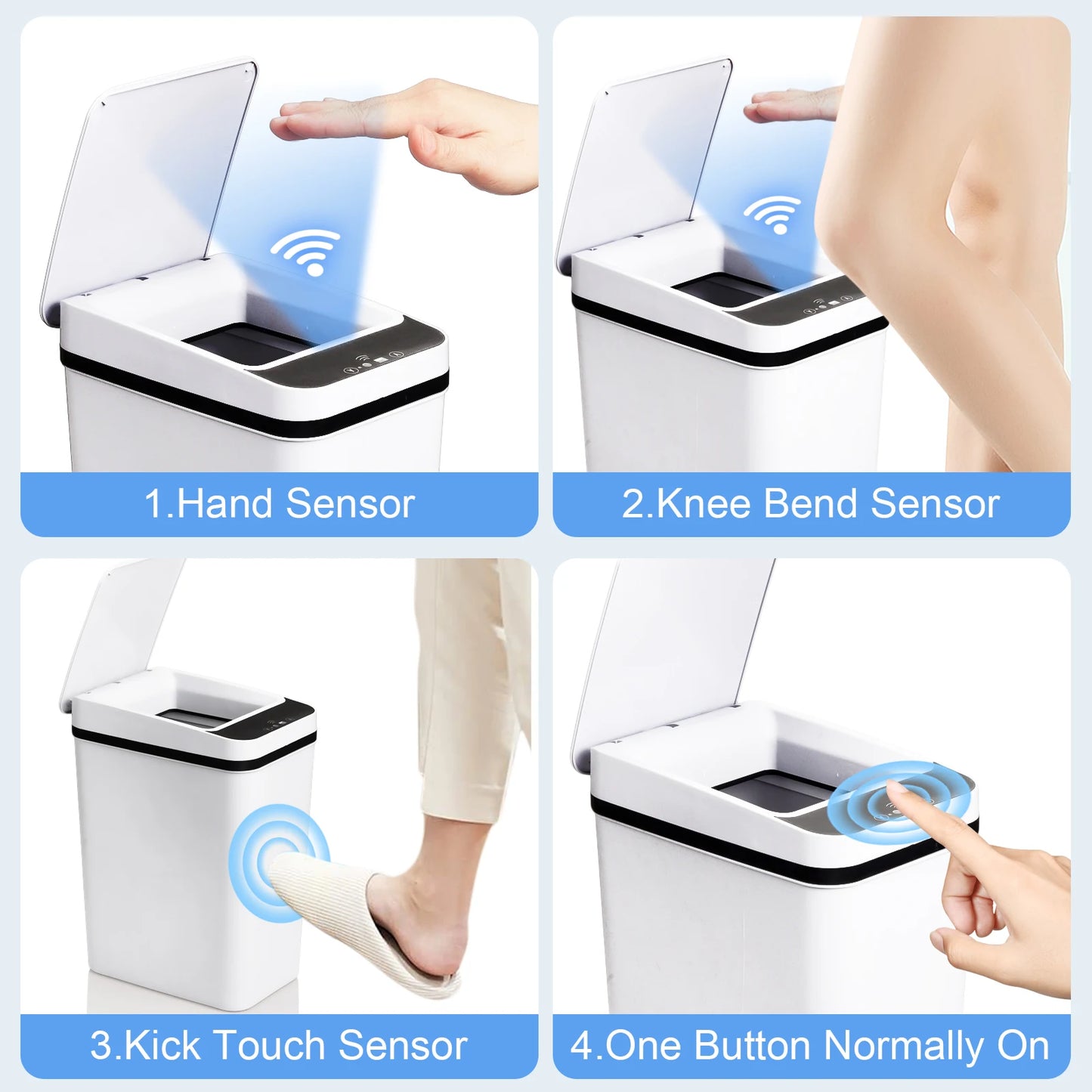 Dual Pack Touchless Motion Sensor Trash Can With Lid For Bathroom Kitchen