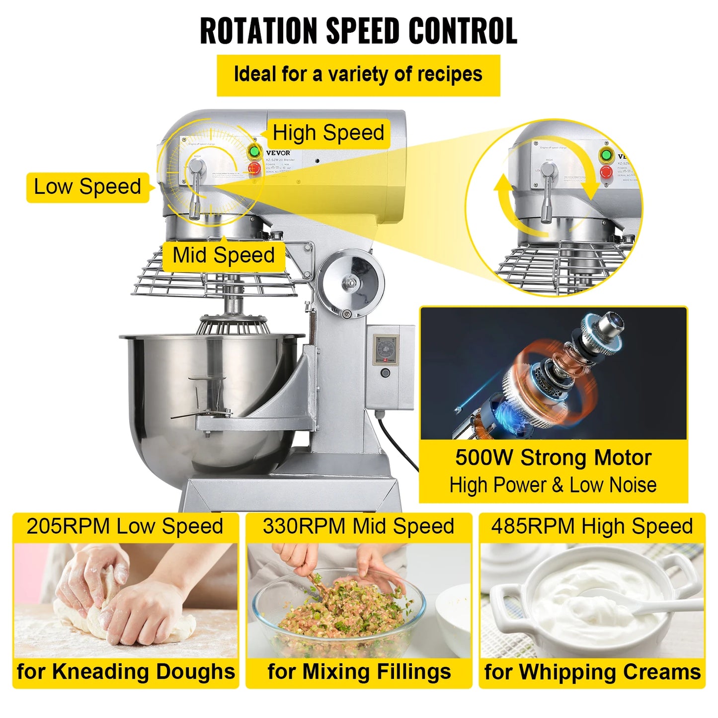 SucceBuy Commercial Food Mixer 450W Heavy Duty Stainless Steel