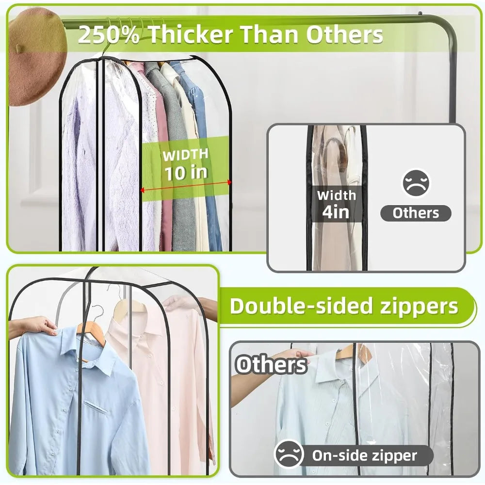 Garment Bags Double Sided Zippers Hanging Clothes Storage Suit Covers