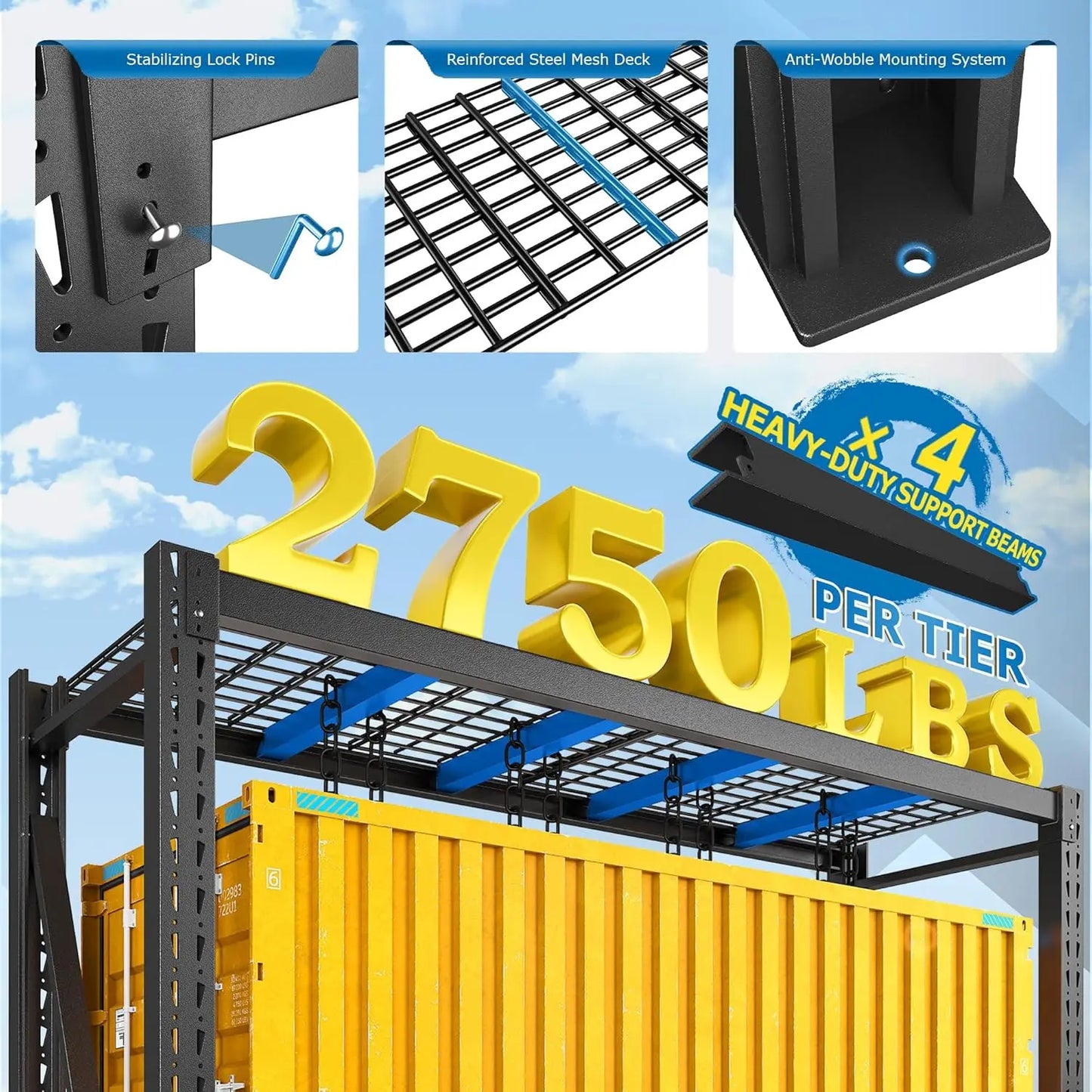 ZHILU Heavy Duty Garage Shelving 3 Tier Industrial Storage