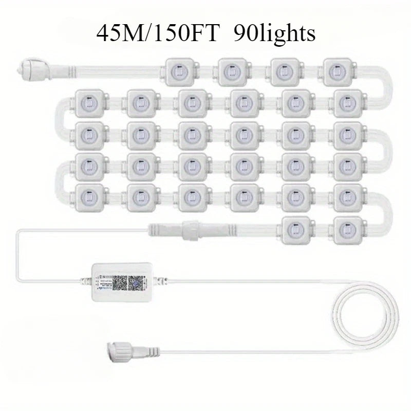 GCTECHING Waterproof Permanent Outdoor LED String Lights for Eaves