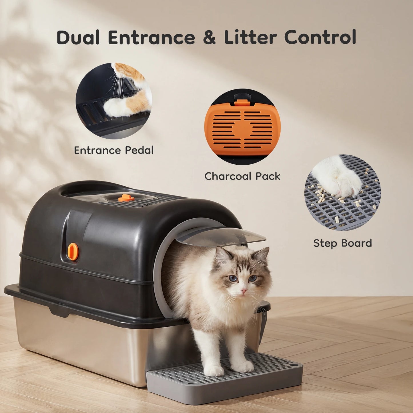 Stainless Steel Cat Litter Box Fully Enclosed For Cats