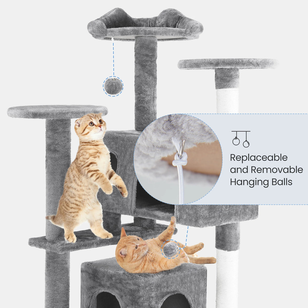 MCQ Cat Tree Tower with Hemp Scratching Posts and Platform
