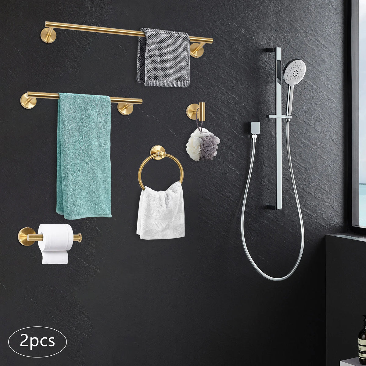 Complete Wall Mount Stainless Steel Bathroom Hardware Set