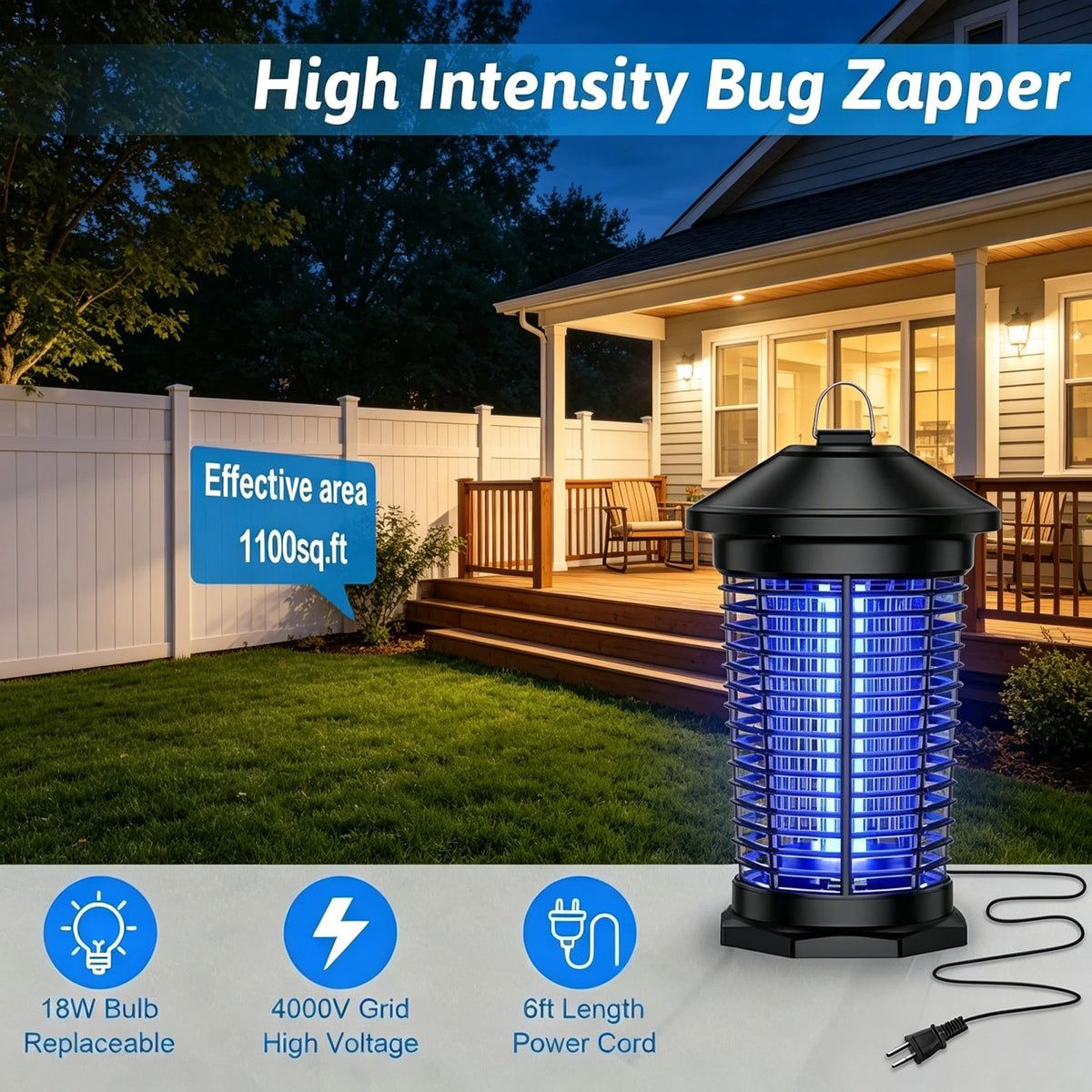 Outdoor Waterproof Electronic Bug Zapper Mosquito Killer Lantern