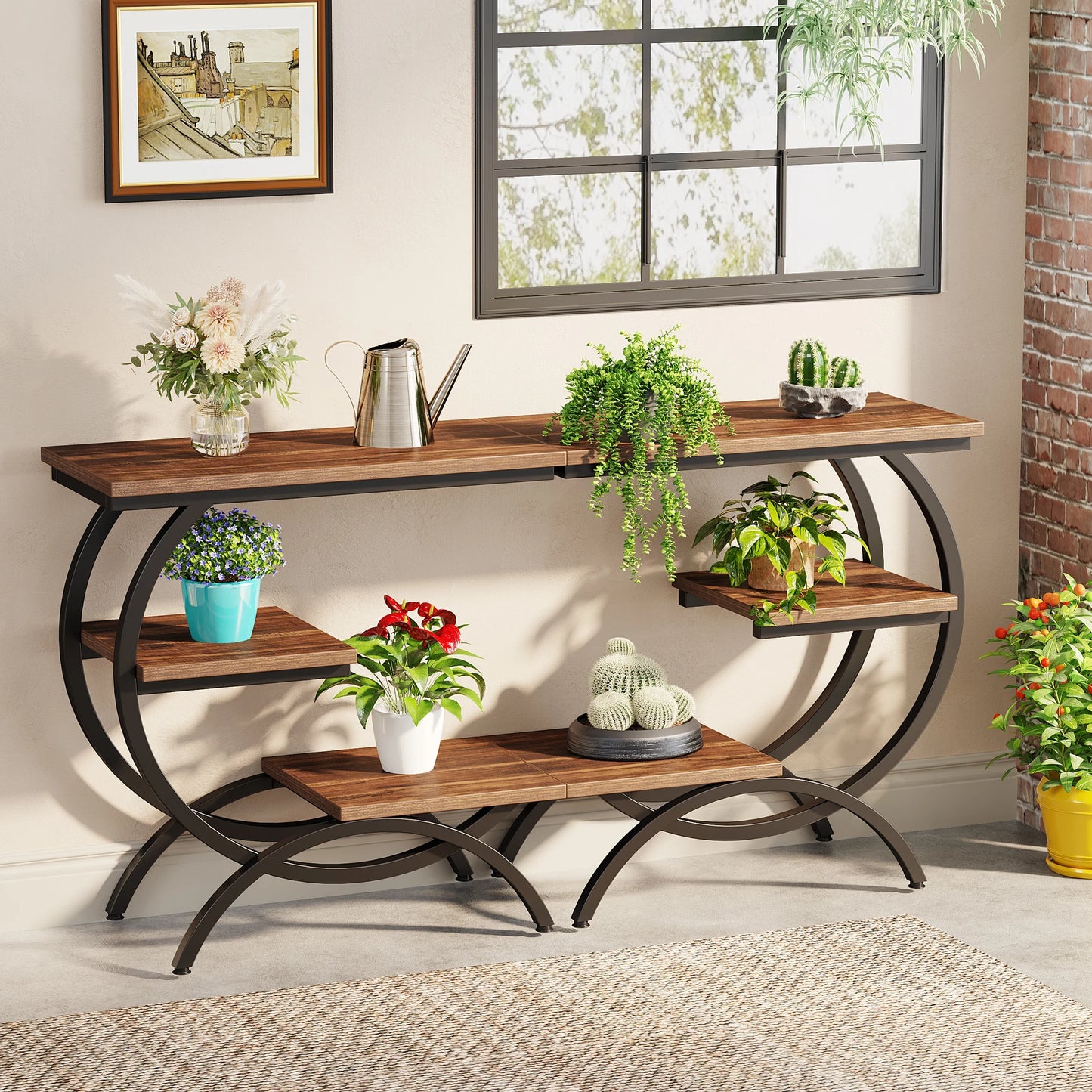 Tribesigns C-Shaped End Table Industrial 3-Tier Storage Shelves