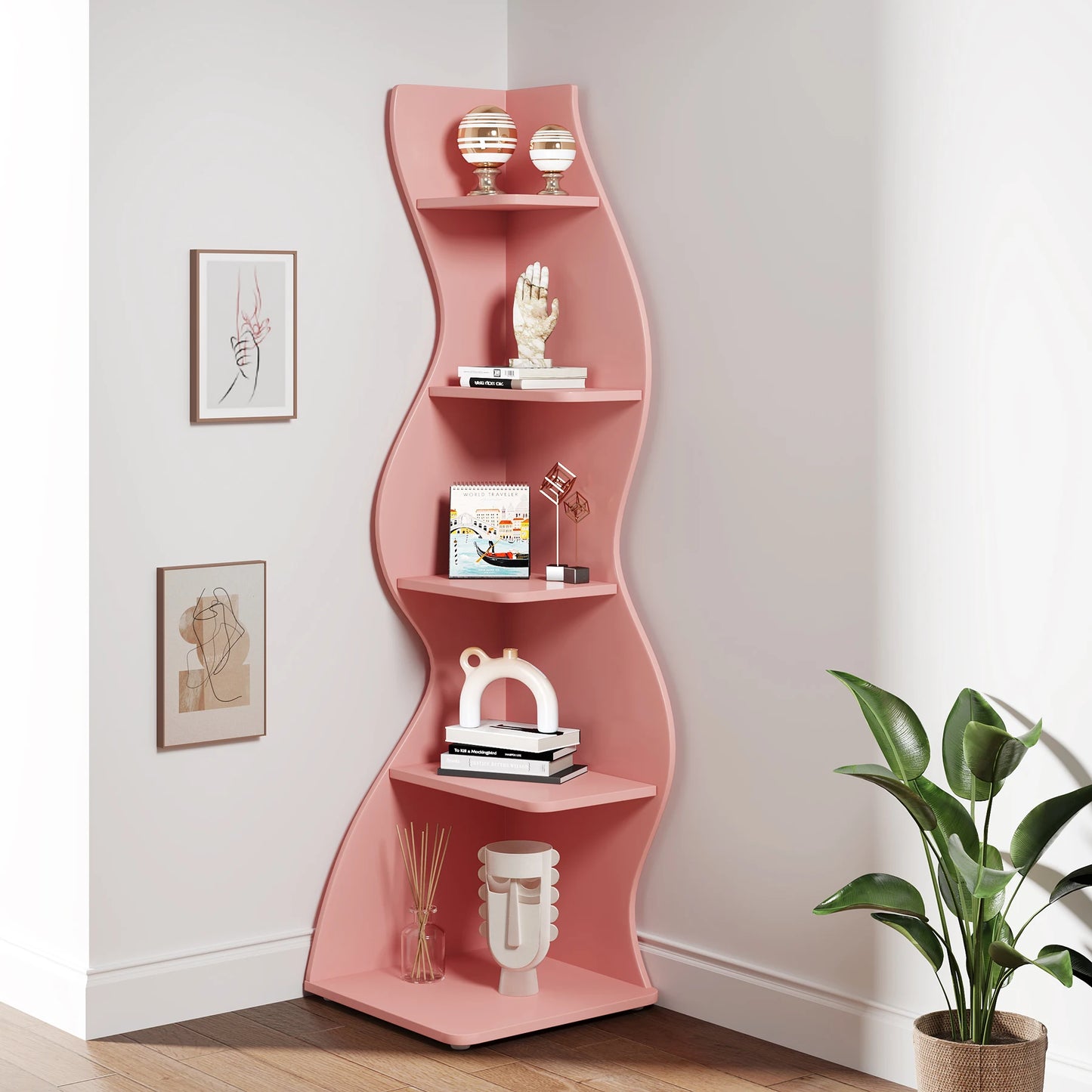 Tribesigns Five Tier Corner Shelf Wall Bookcase Plant Stand