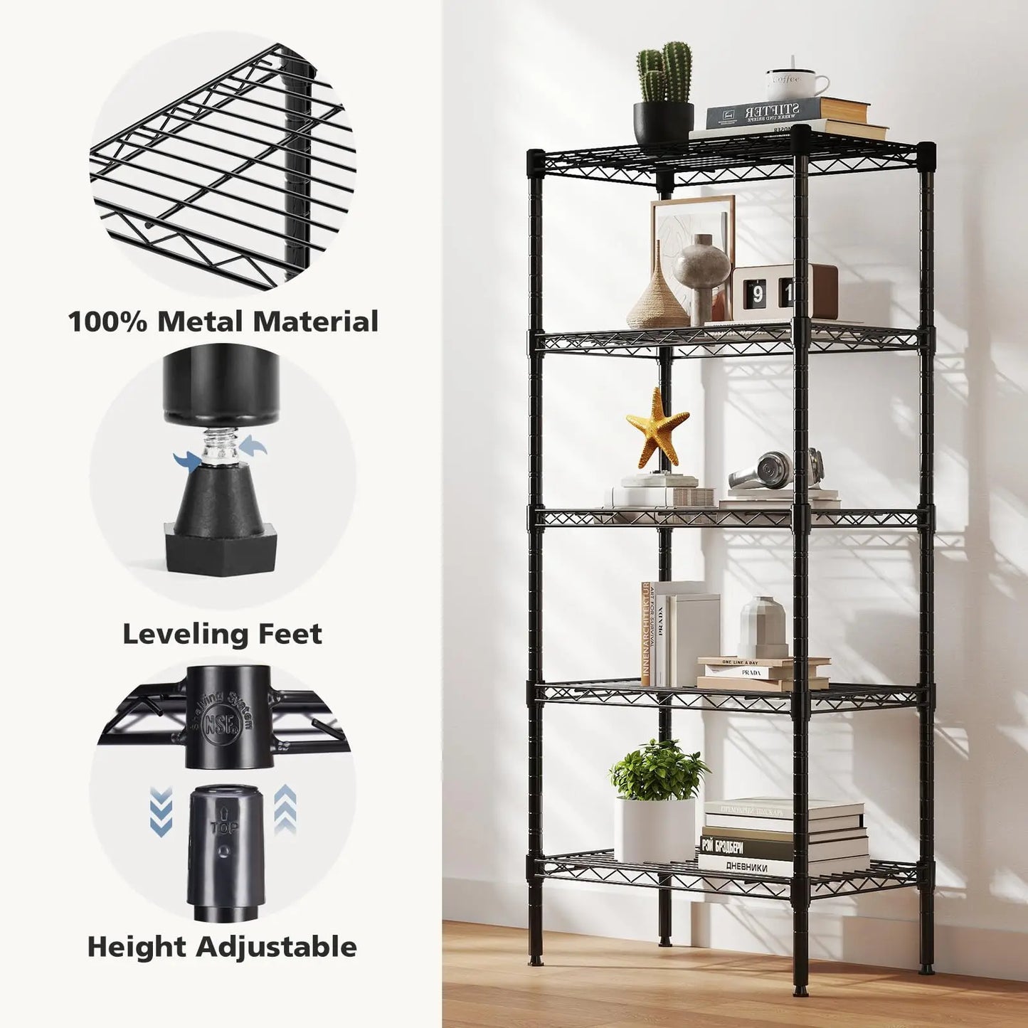 JHK 3 Tier Metal Wire Storage Shelves Heavy Duty Rack