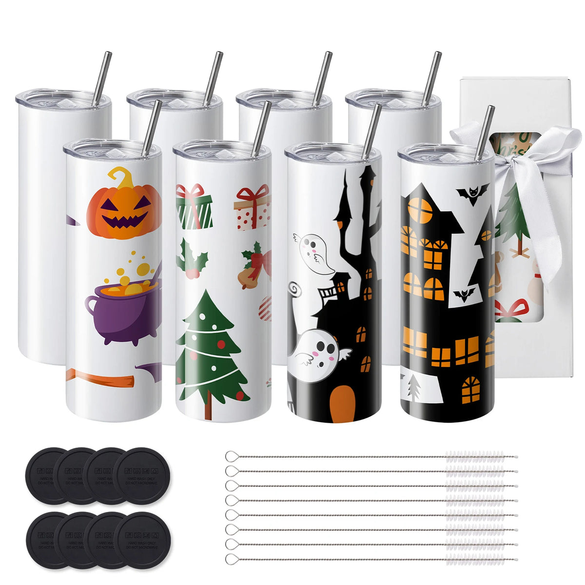 SucceBuy Straight Sublimation Tumblers Insulated Stainless Steel Double Wall
