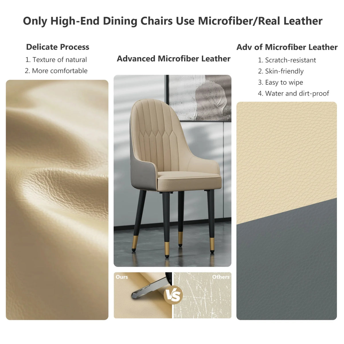 Modern Dining Chairs Set Of Two With Upholstered Cushion Seats