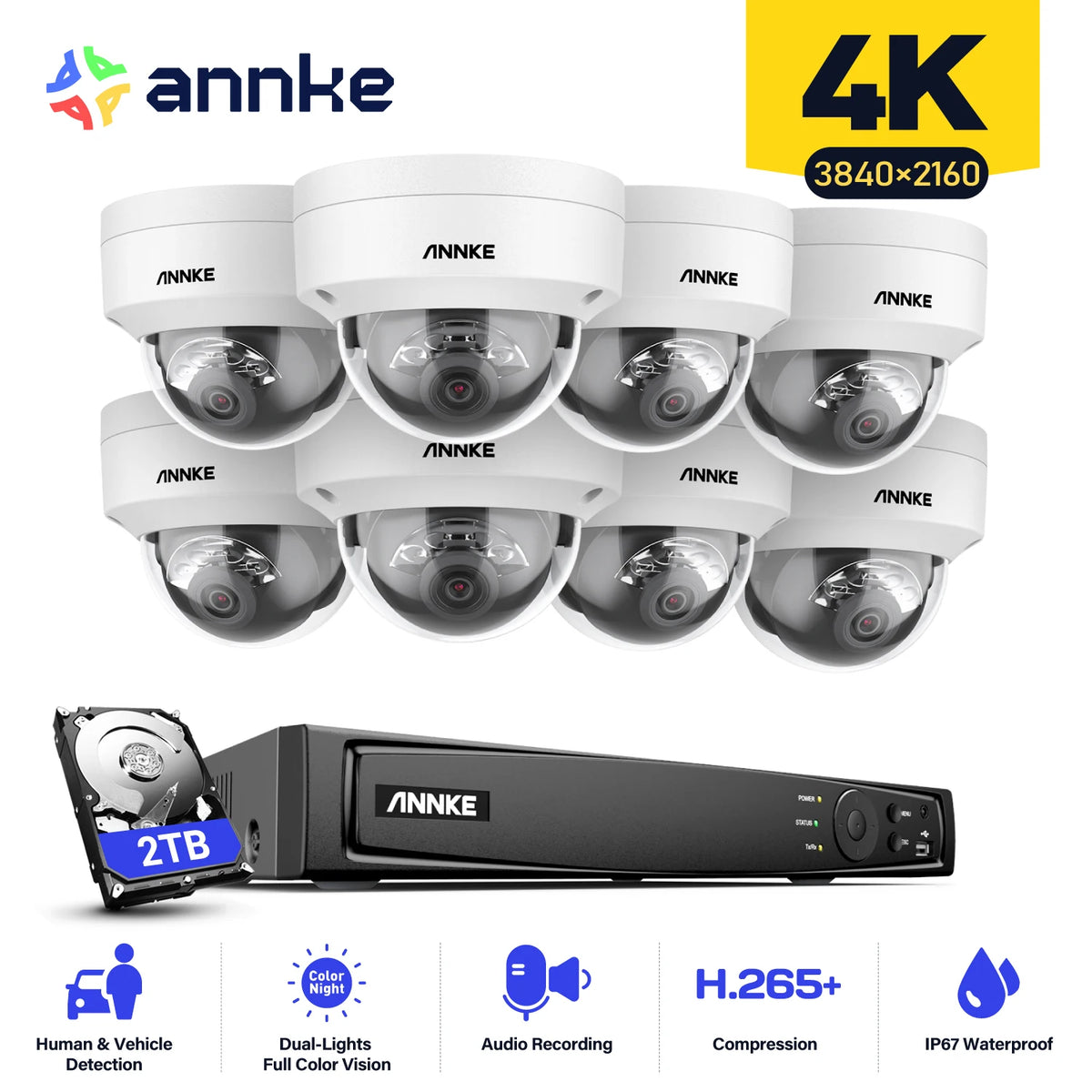 ANNKE 4K 8 Channel PoE NVR Security Camera System