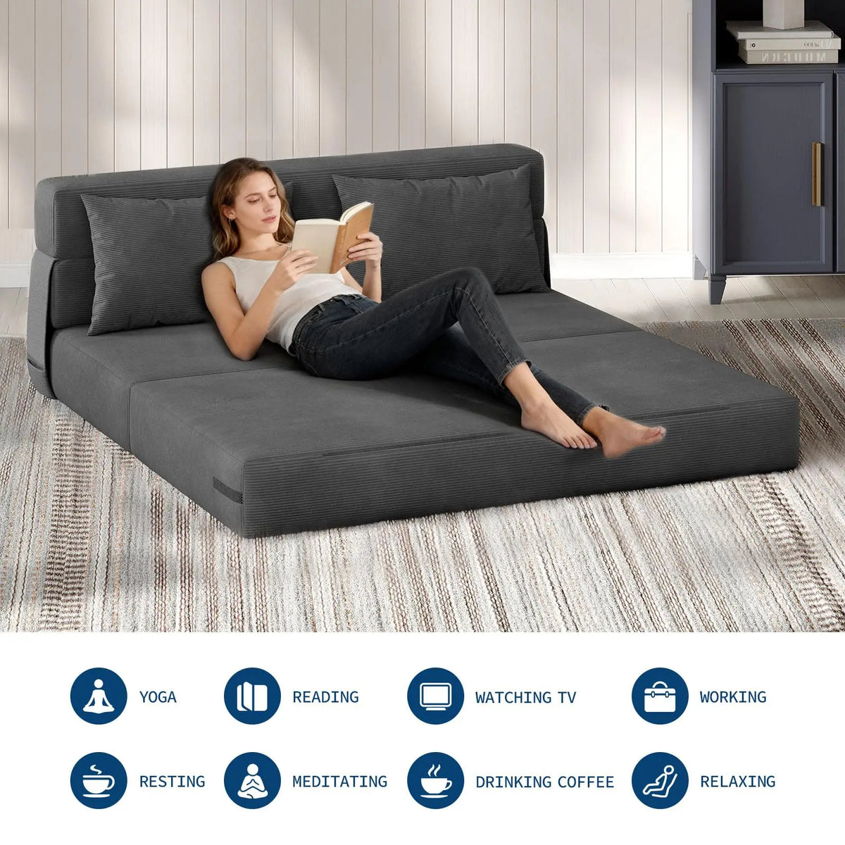 HobbyLane Four In One Folding Sofa Bed Convertible Couch