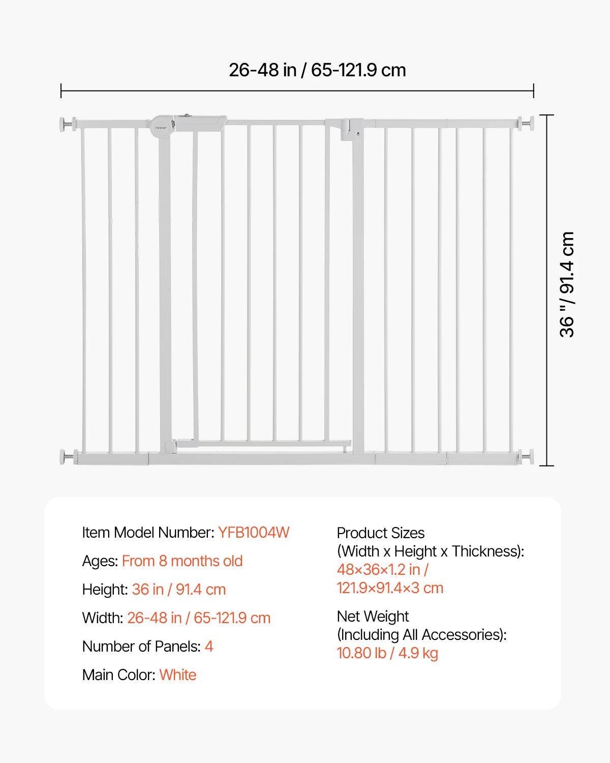 SucceBuy Baby Gate Pressure Mount Walk Through For Doorways