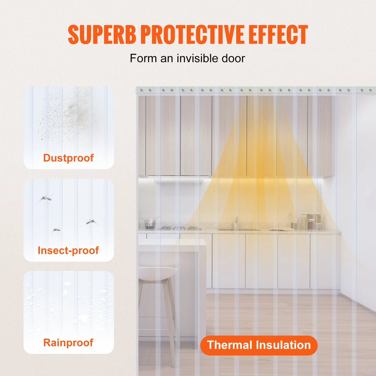 SucceBuy PVC Soft Home Door Curtain Insulation Windproof Sliding Screen