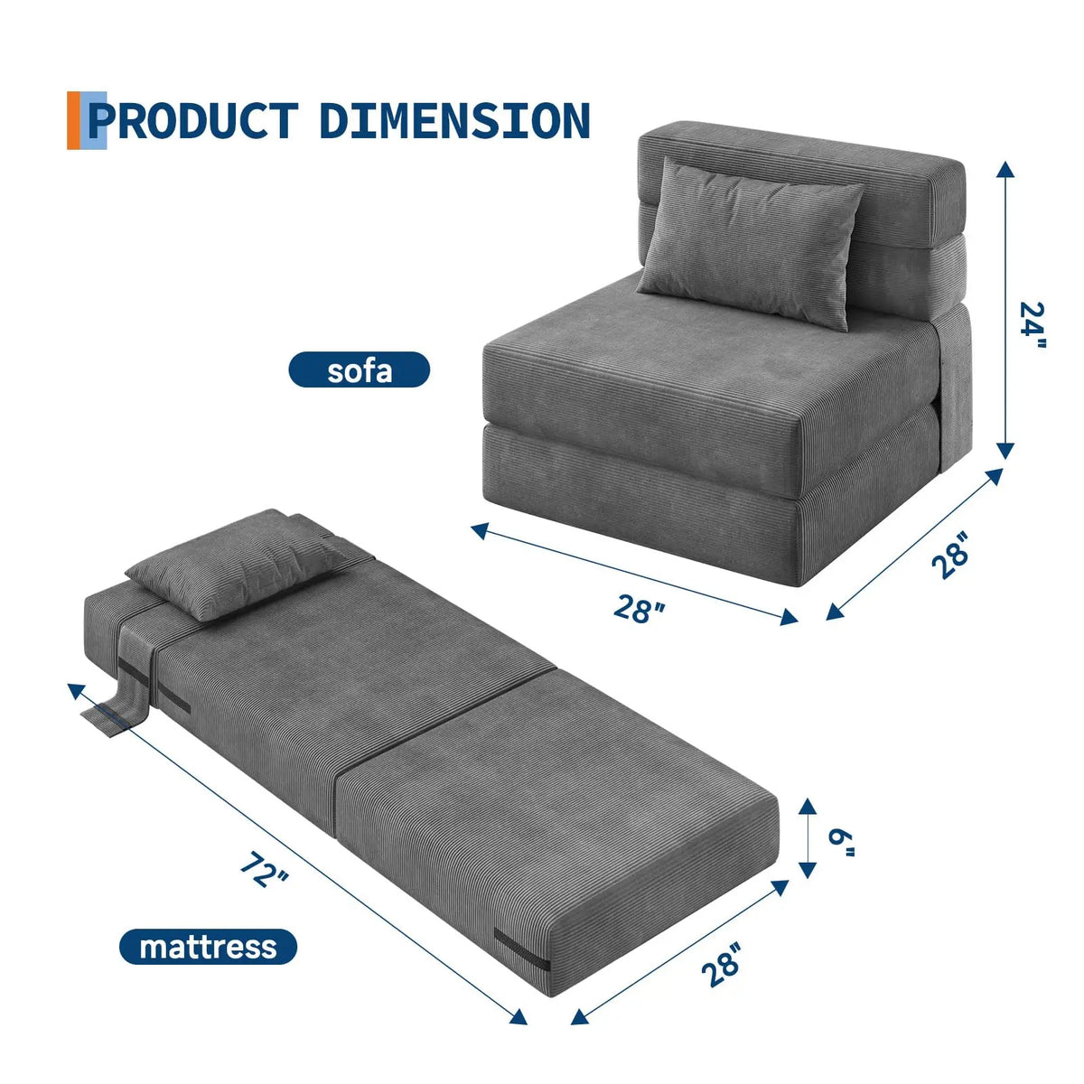 HobbyLane Four In One Folding Sofa Bed Convertible Couch