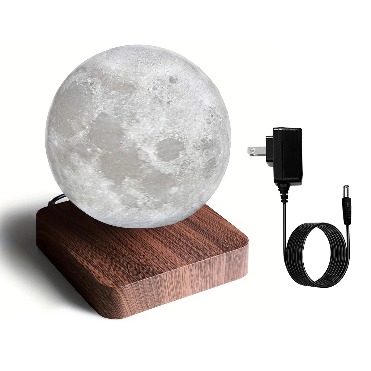 Mexllex Floating Moon Lamp With Wooden Base 3 Color LED Night Light