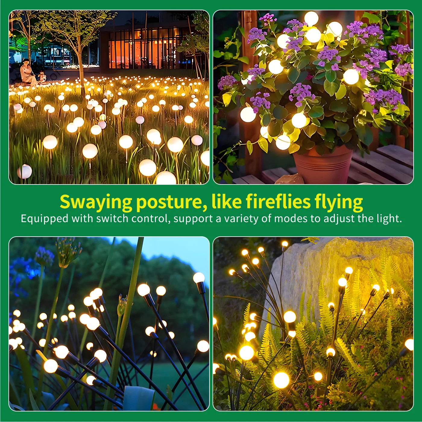 Solar Firefly Lights LED Outdoor Garden Decorative Waterproof Lights