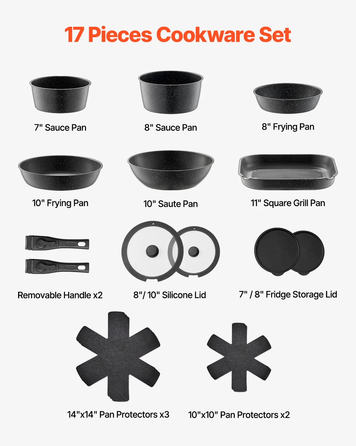 SucceBuy Nonstick Granite Pots And Pans Cookware Set