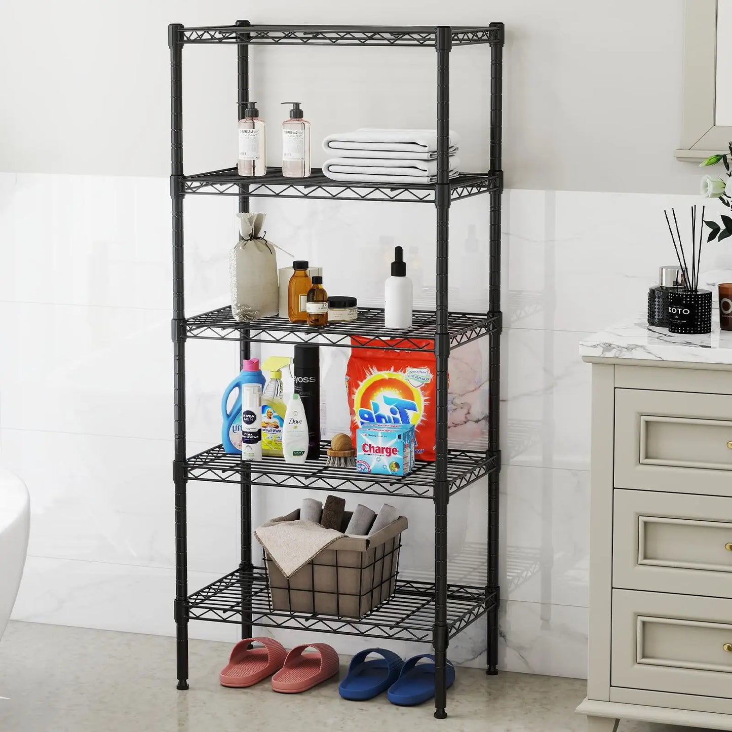 JHK 3 Tier Metal Wire Storage Shelves Heavy Duty Rack