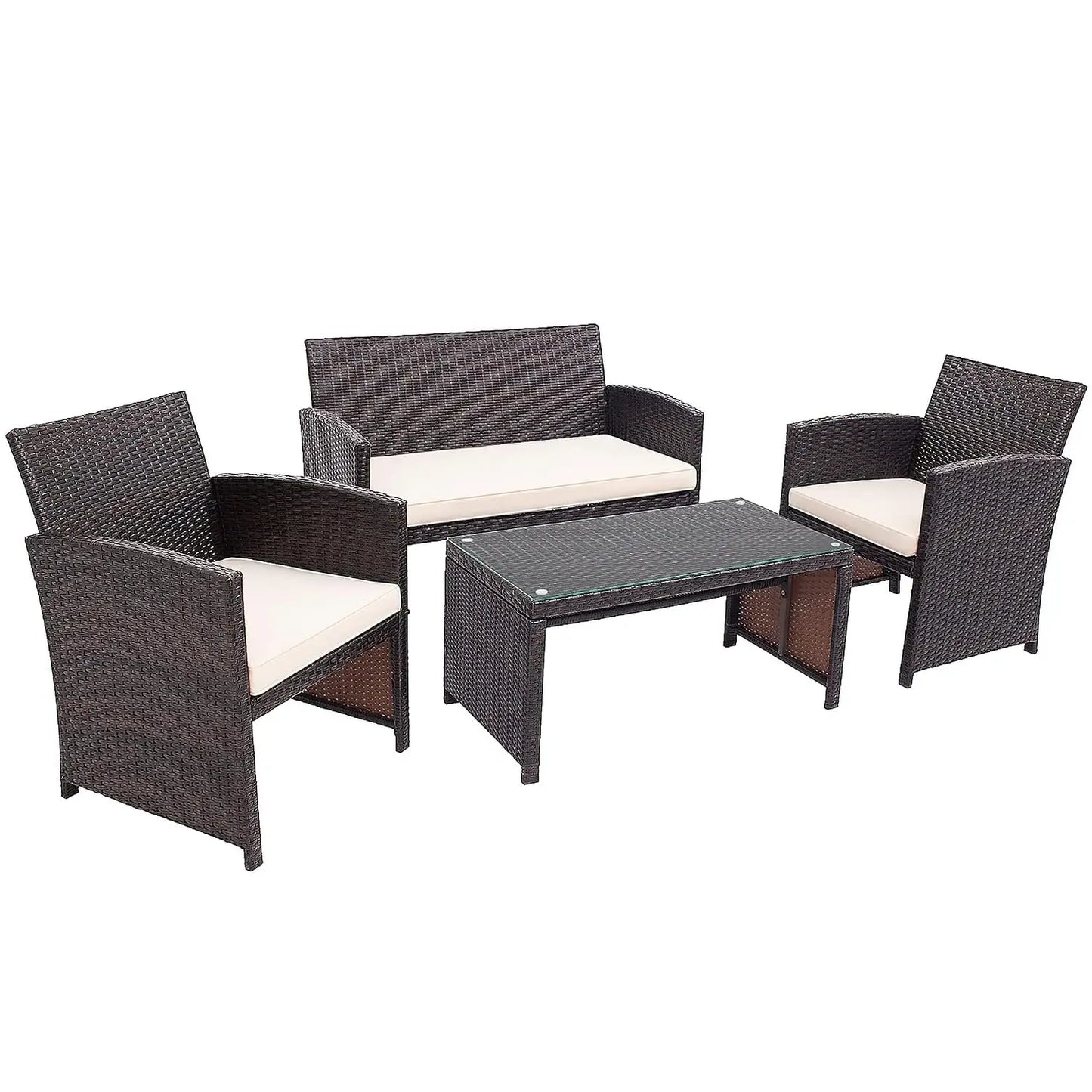 Wicker Patio Furniture Set Outdoor PE Rattan 4 Piece Conversation