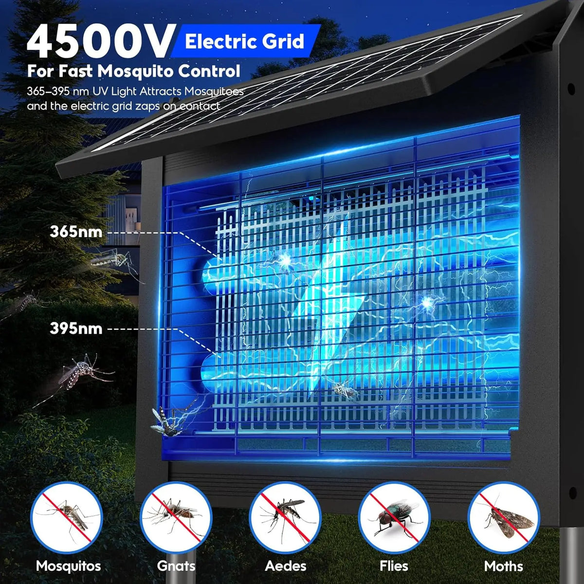 Solar Bug Zapper with USB Charging for Outdoor Pest Control