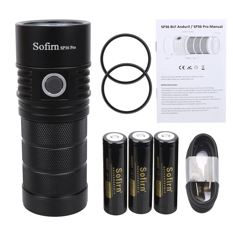 Sofirn SP36 Pro Powerful USB C Rechargeable LED Flashlight