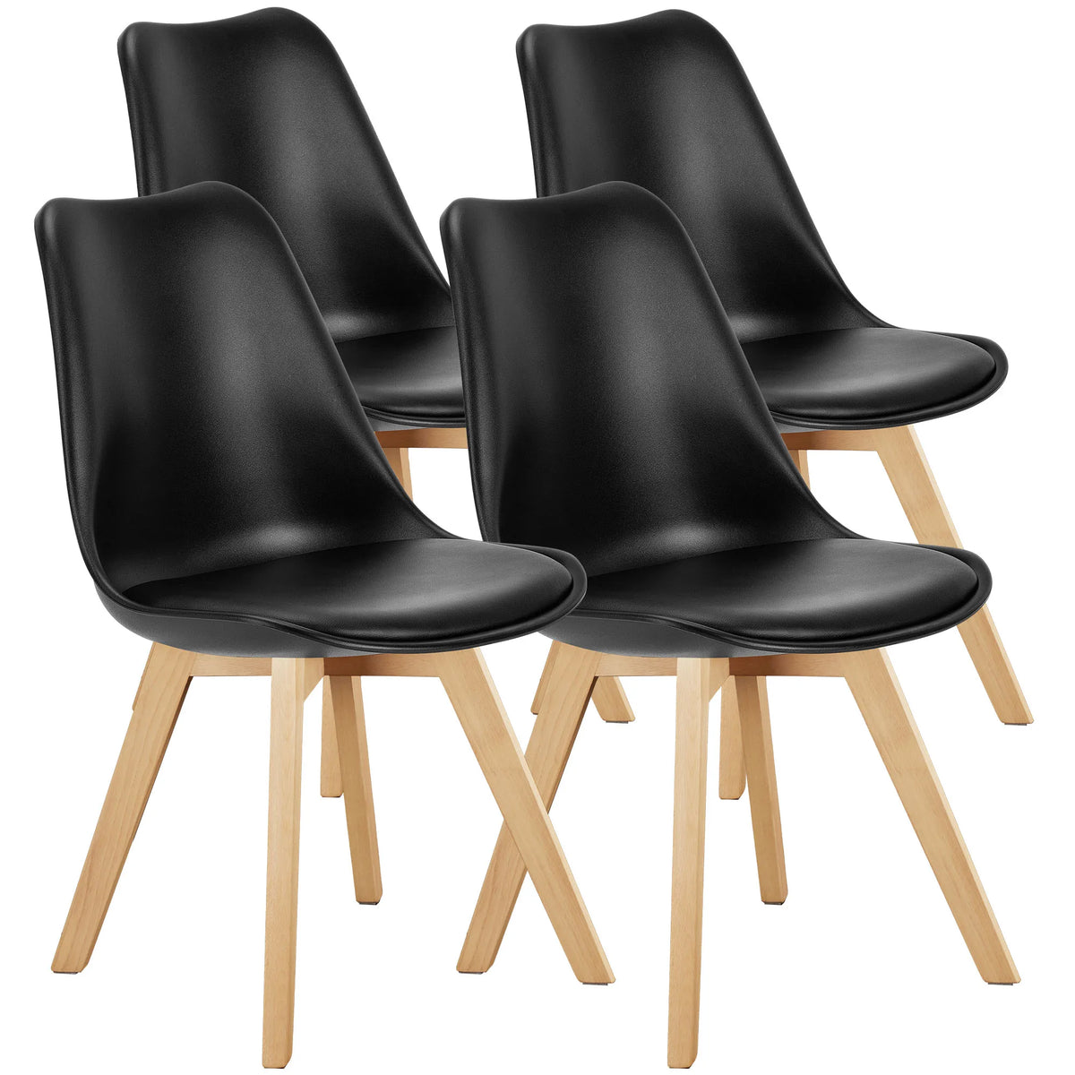 JHK PU Leather Dining Chairs Featuring Solid Wooden Legs