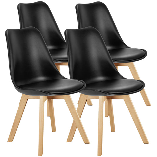 JHK PU Leather Dining Chairs Featuring Solid Wooden Legs