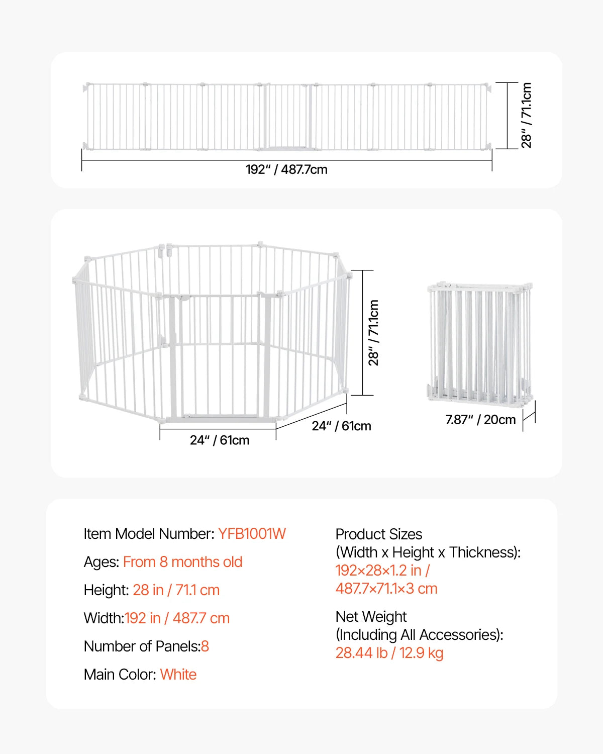 SucceBuy Baby Gate Pressure Mount Walk Through For Doorways