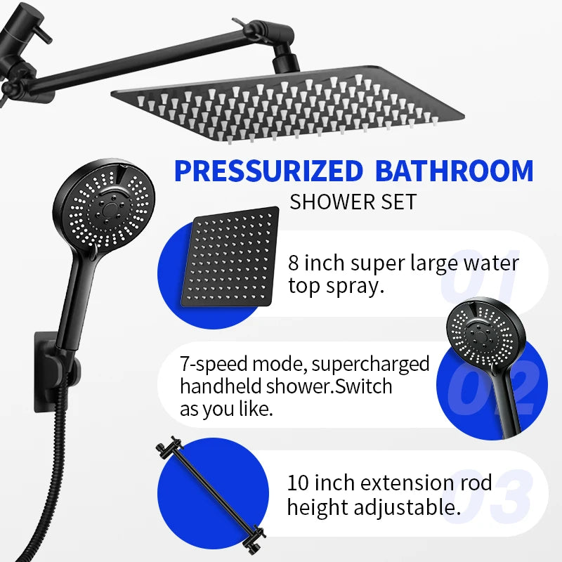 Stainless Steel Multifunctional Wall Mount Shower Set With Handheld