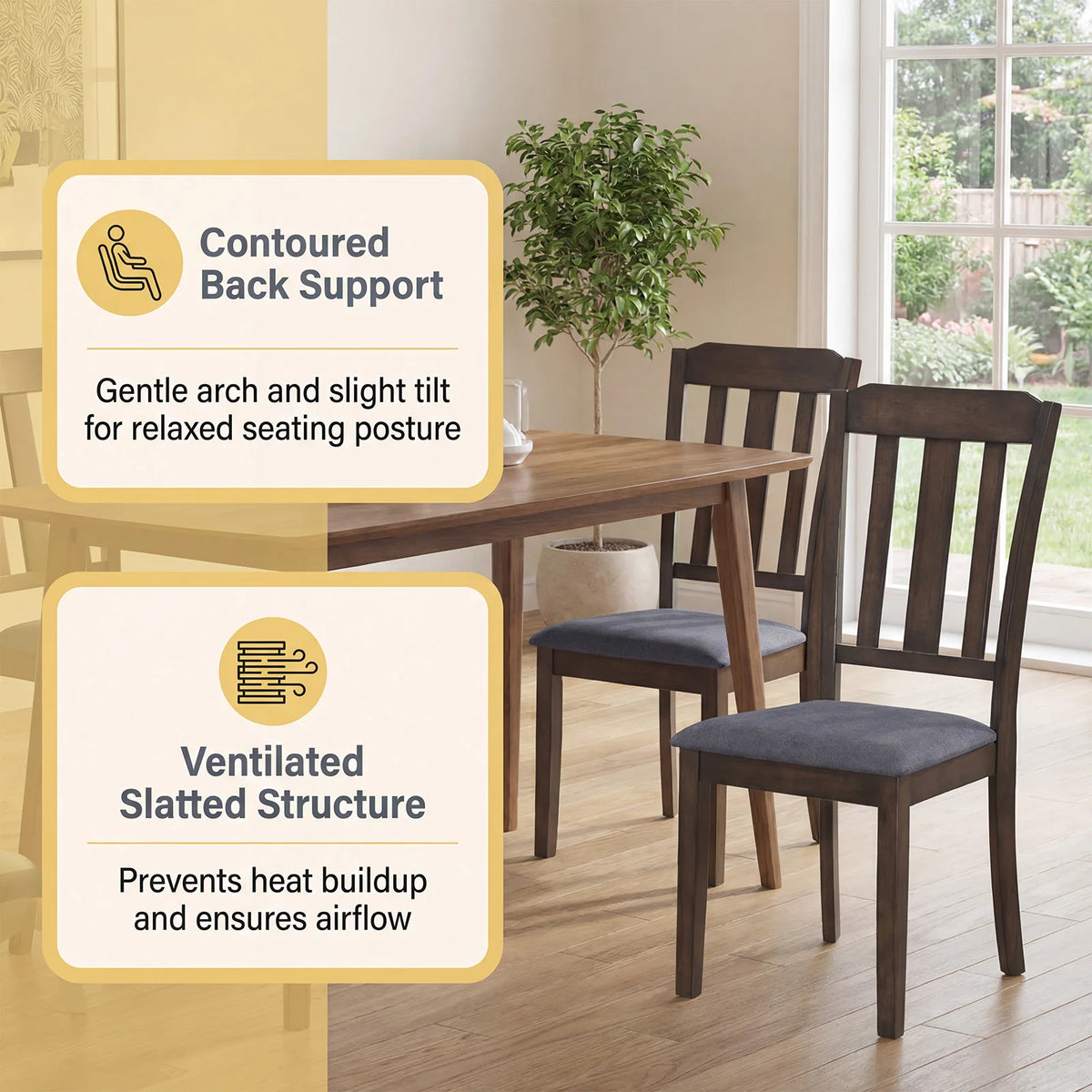 HOMASIS Wooden Dining Chair Set With Padded Seat And Backrest