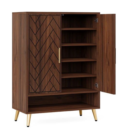 Tribesigns Wooden Shoe Storage Cabinet With Doors For Home Entryway