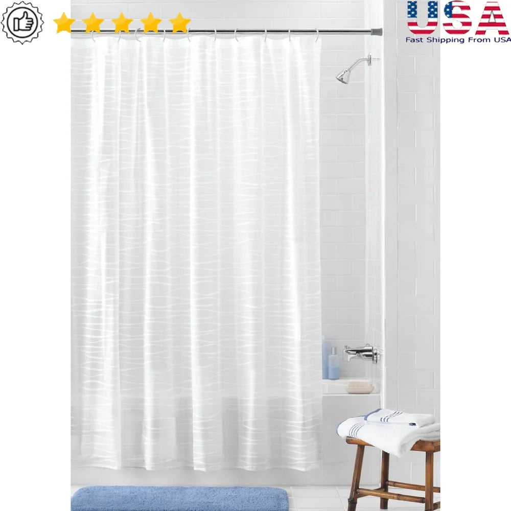 Waterproof PEVA Shower Curtain With Hooks For Bathroom Decorative Design