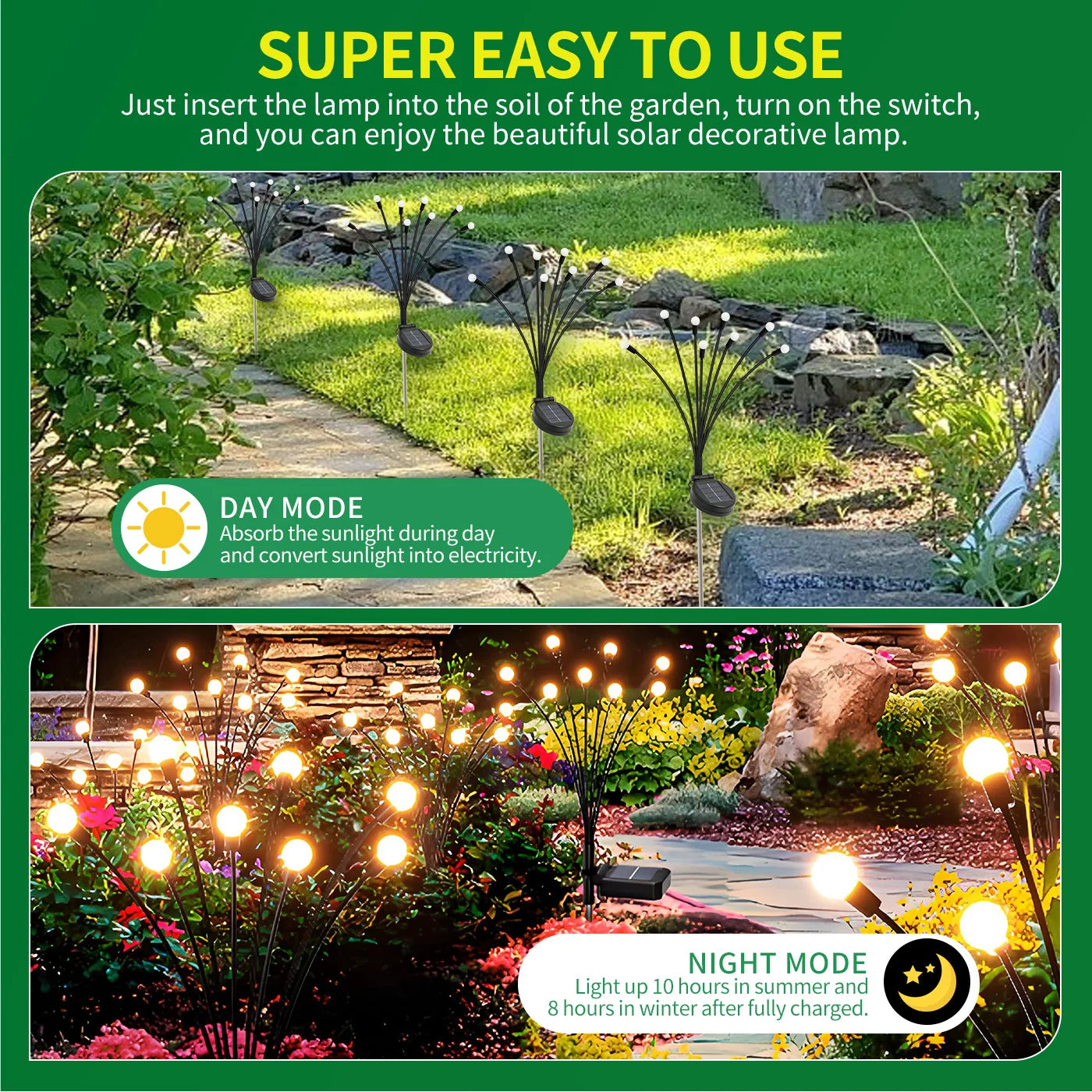 Solar Firefly Lights LED Outdoor Garden Decorative Waterproof Lights