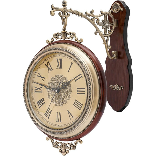 Double Sided Rotating Wall Clock European Style Silent Clock