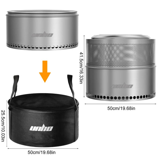 Smokeless Outdoor Fire Pit Stove Stainless Steel Camping Chiminea