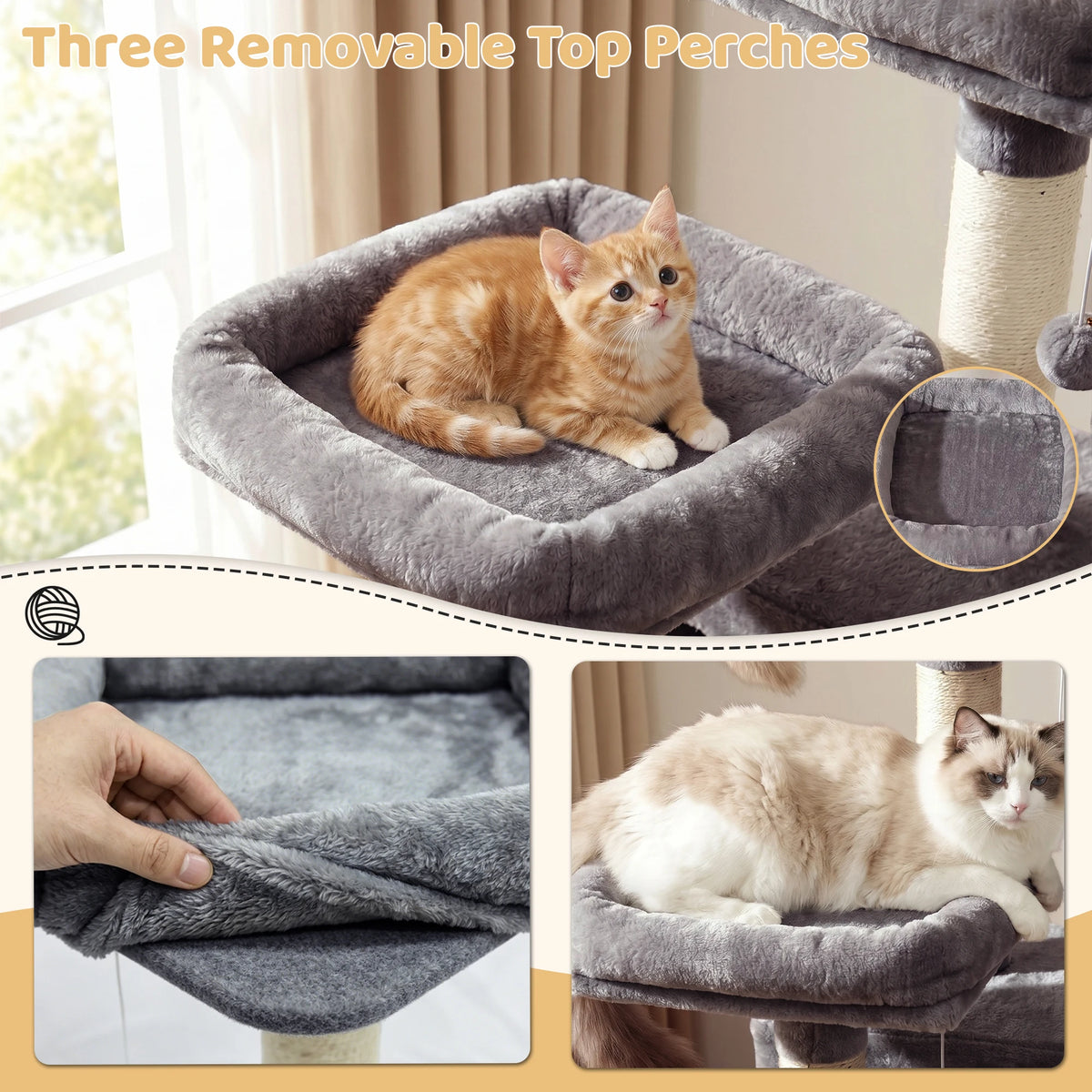 FOOWIN Multi Level Cat Tree Tower With Condos And Scratching Post