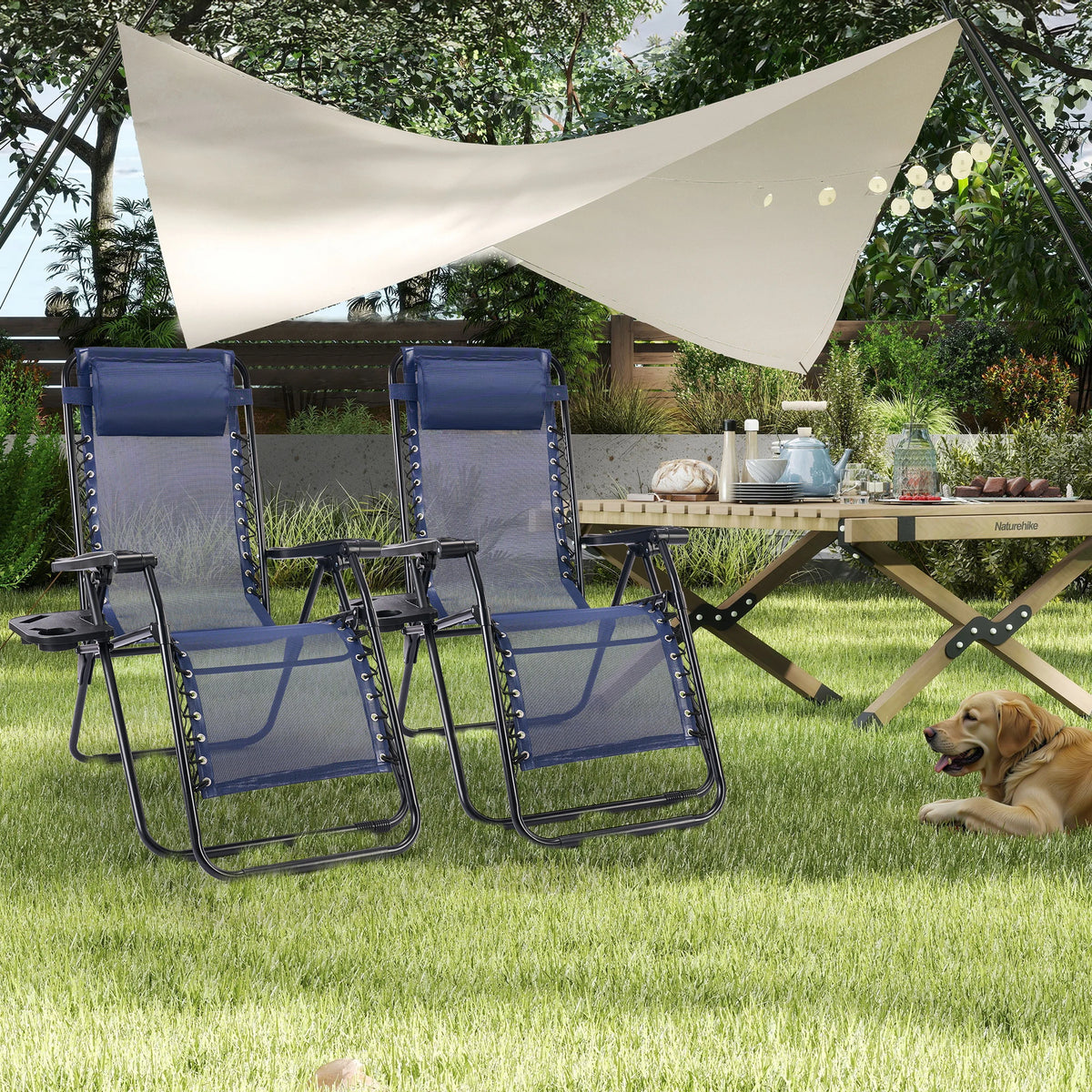 JHK Zero Gravity Folding Recliner Chairs With Cup Holder Trays