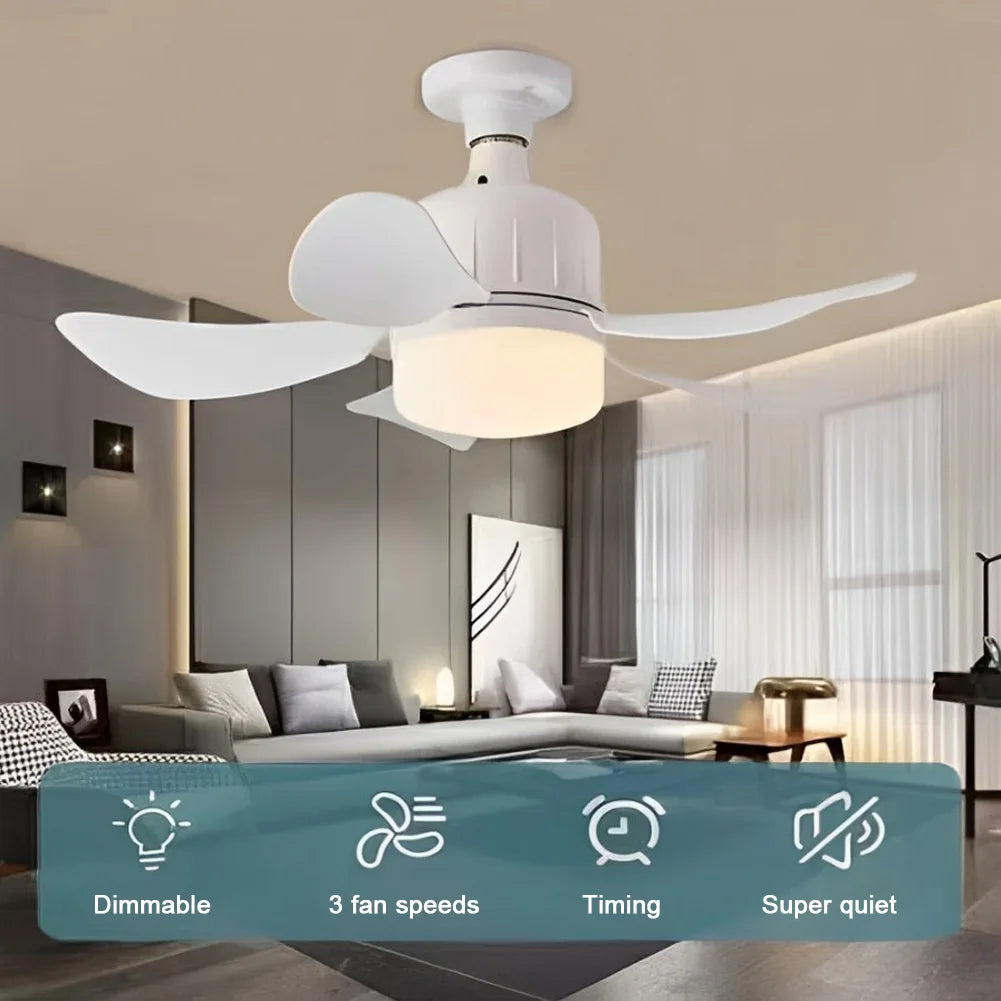 Indoor Dimmable Remote Control E27 Ceiling Fan Light Combo