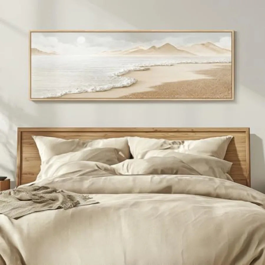Framed Boho Coastal Beach Wall Art For Living Room Canvas