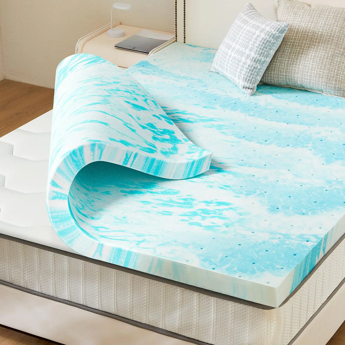 JHK Gel Memory Foam Mattress Topper With Cooling Layer