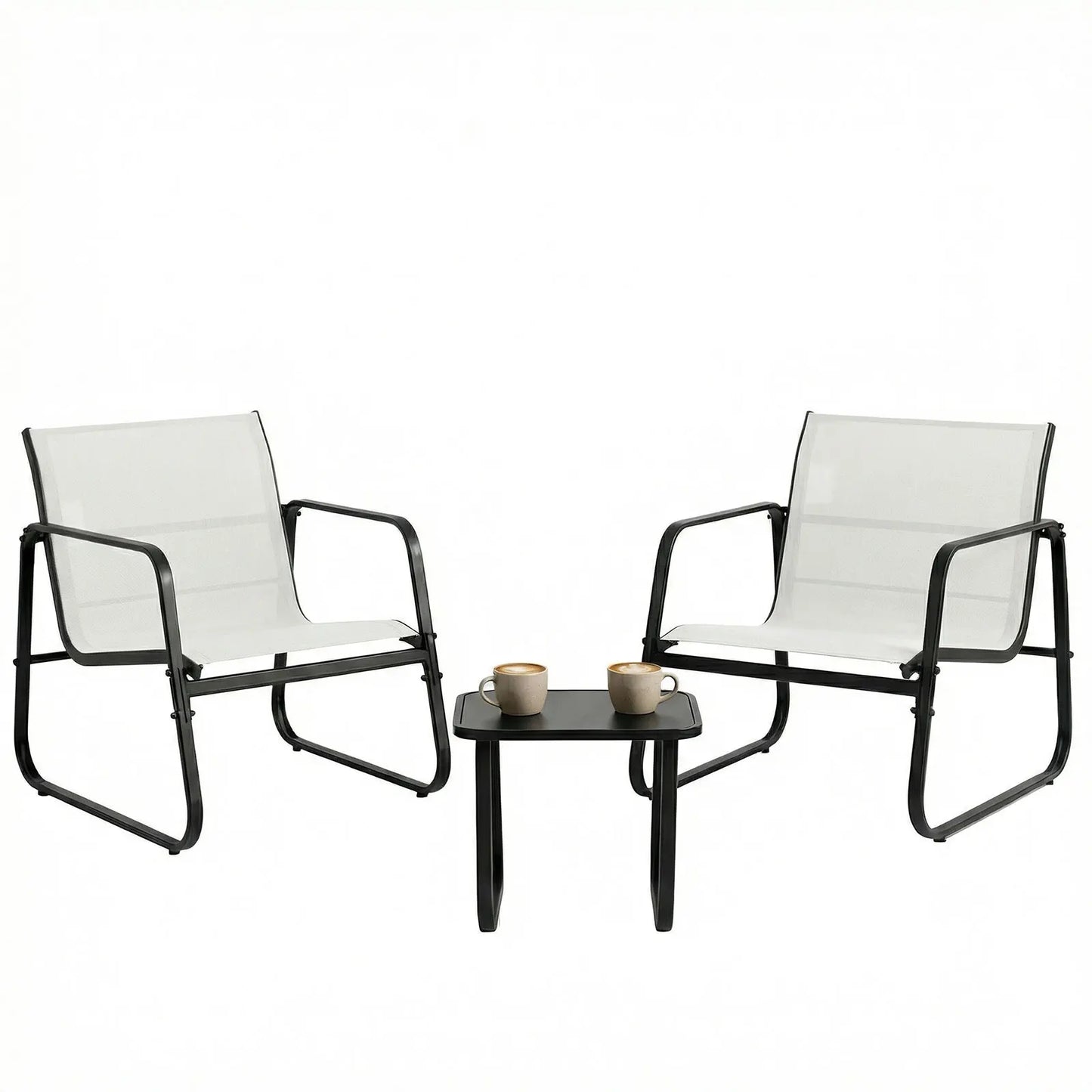 JHK Outdoor Patio Furniture Set Three Piece Table Metal Frame