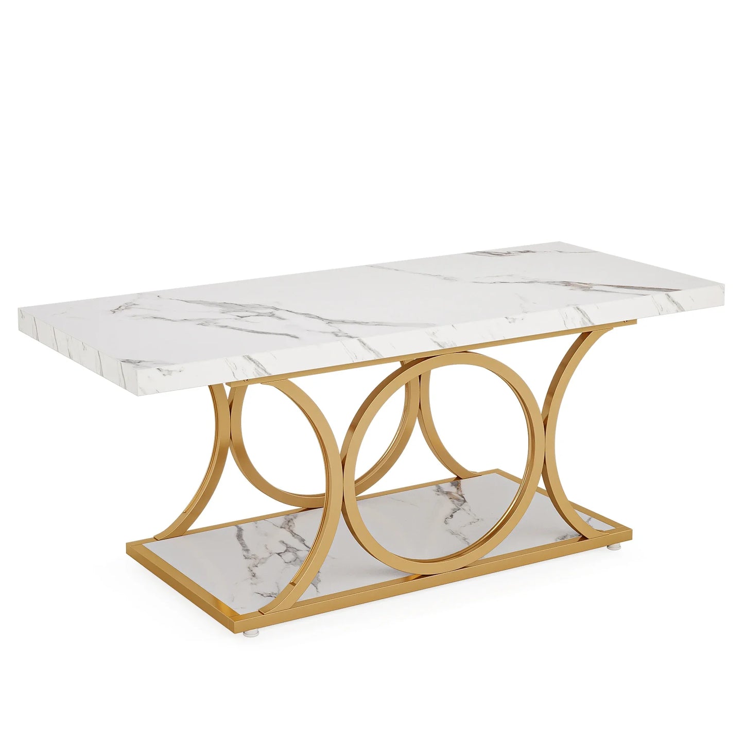 Tribesigns Rectangle Coffee Table Modern Living Room Two Tier