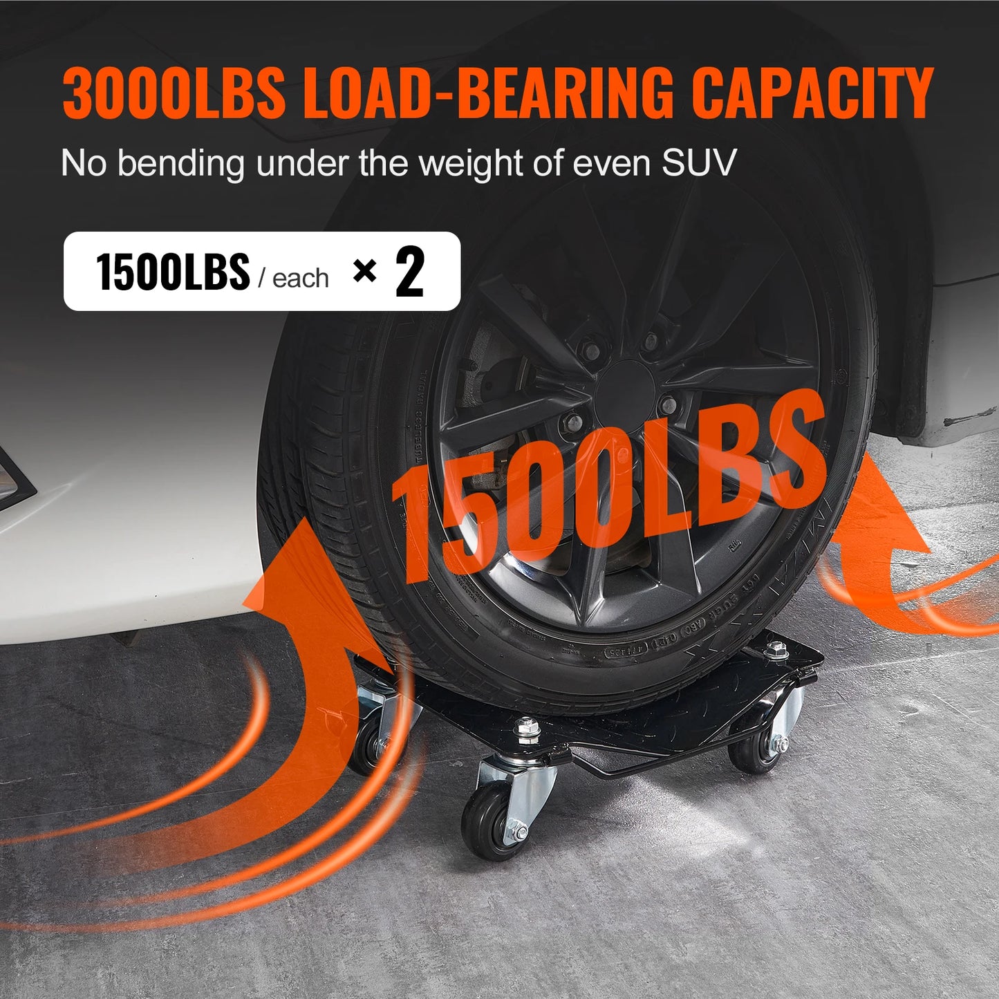 SucceBuy Wheel Dollies For Car Tires With 4 Casters 1500lb Capacity
