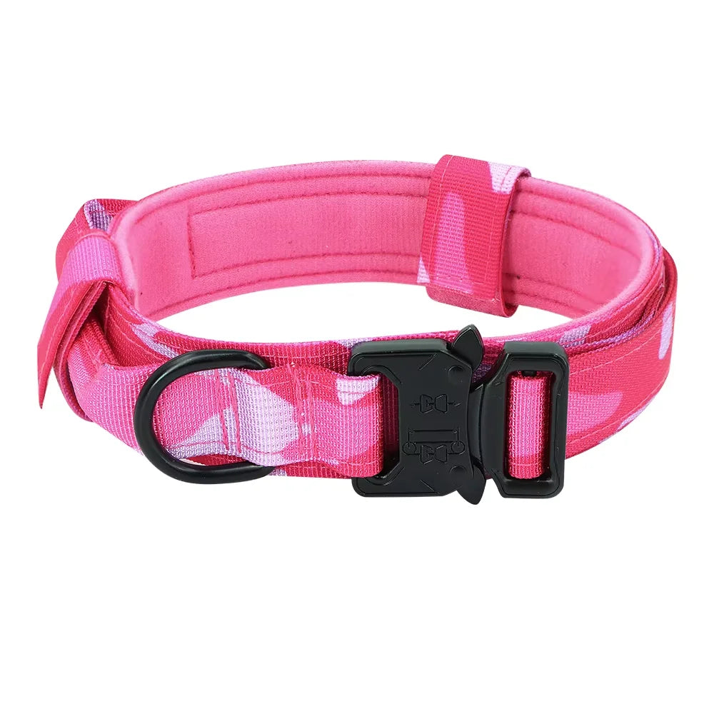 Padded Nylon Tactical Dog Collar Leash Set With Quick Release