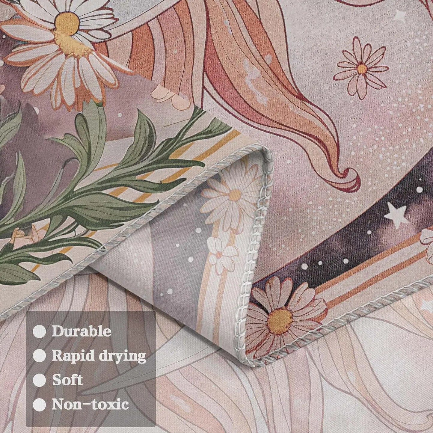 Boho Daisy Tapestry Sun Moon Wall Art For Living Room